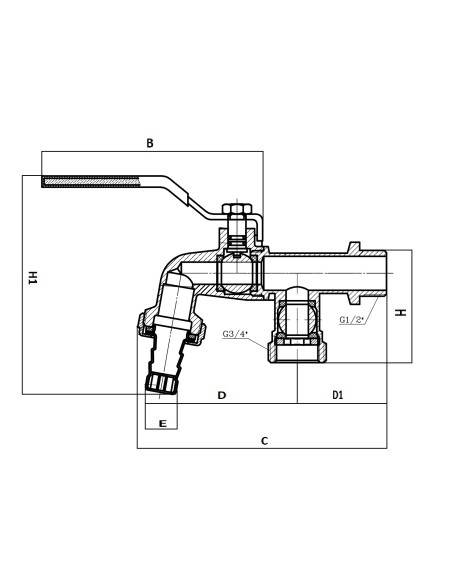 Art.321/R Rubinetto portagomma a sfera curvo