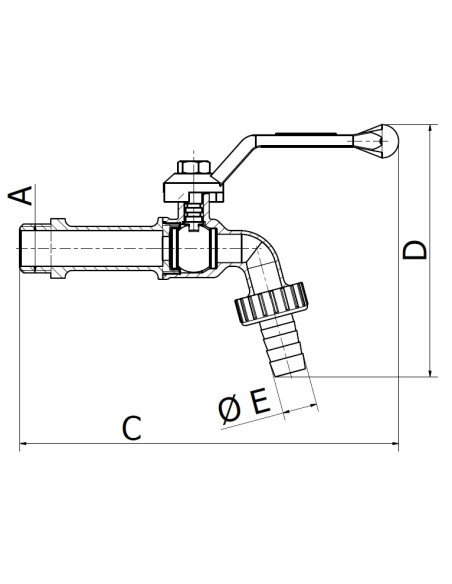 Art.322/BV Rubinetto portagomma a sfera curvo ANTIGELO